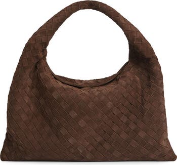 【関税&送料込】Bottega Veneta Brown Suede Small Hop Shoulde Bottega Veneta Small Hop Shoulder Bag | Neiman Marcus
