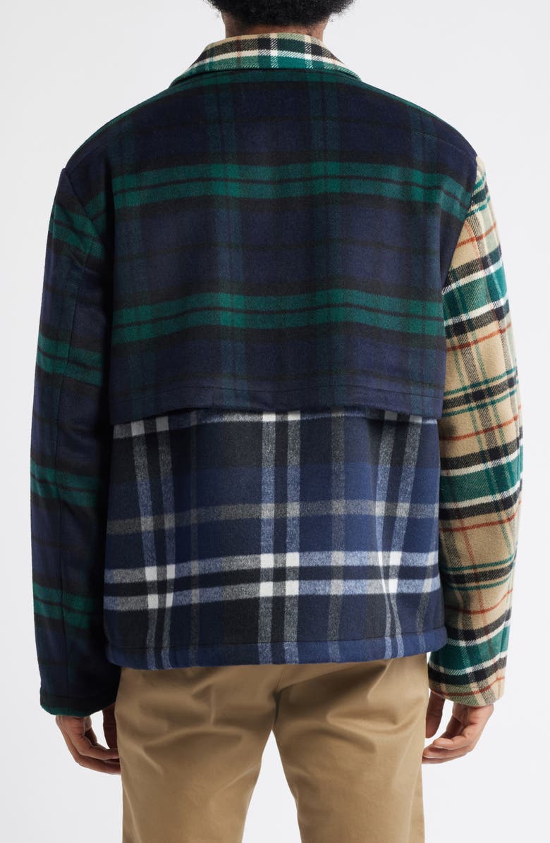 Malbon Golf x CLOT Plaid Patchwork Wool Blend Flannel Jacket, Alternate, color, Multi