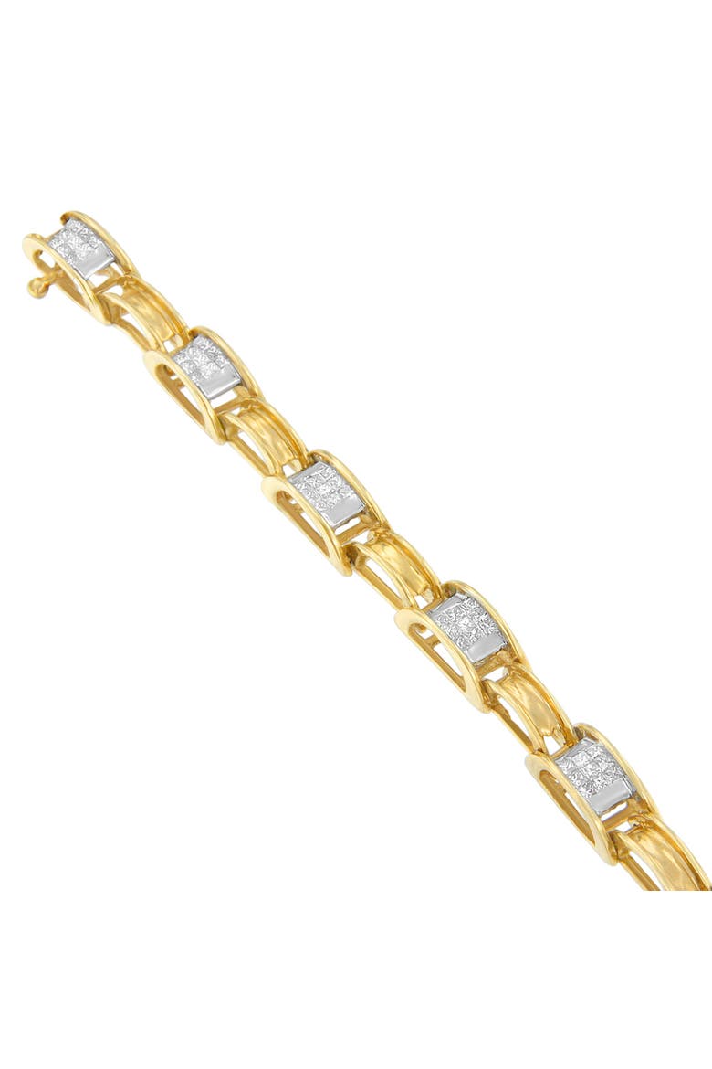 14K Yellow Gold Princess Cut Diamond Chain Link Bracelet, Alternate, color, Yellow