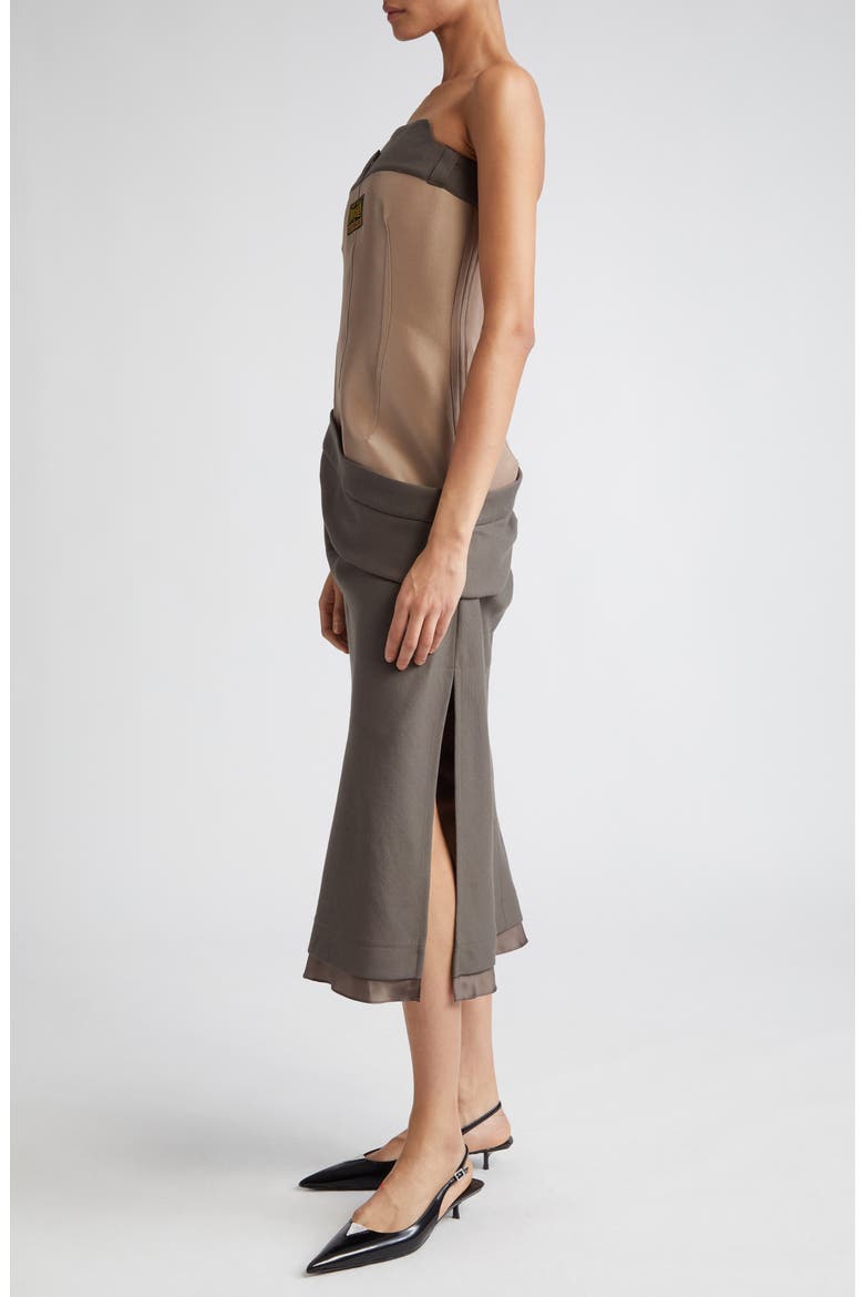 Strapless Mixed Media Shift Dress, Alternate, color, TAUPE