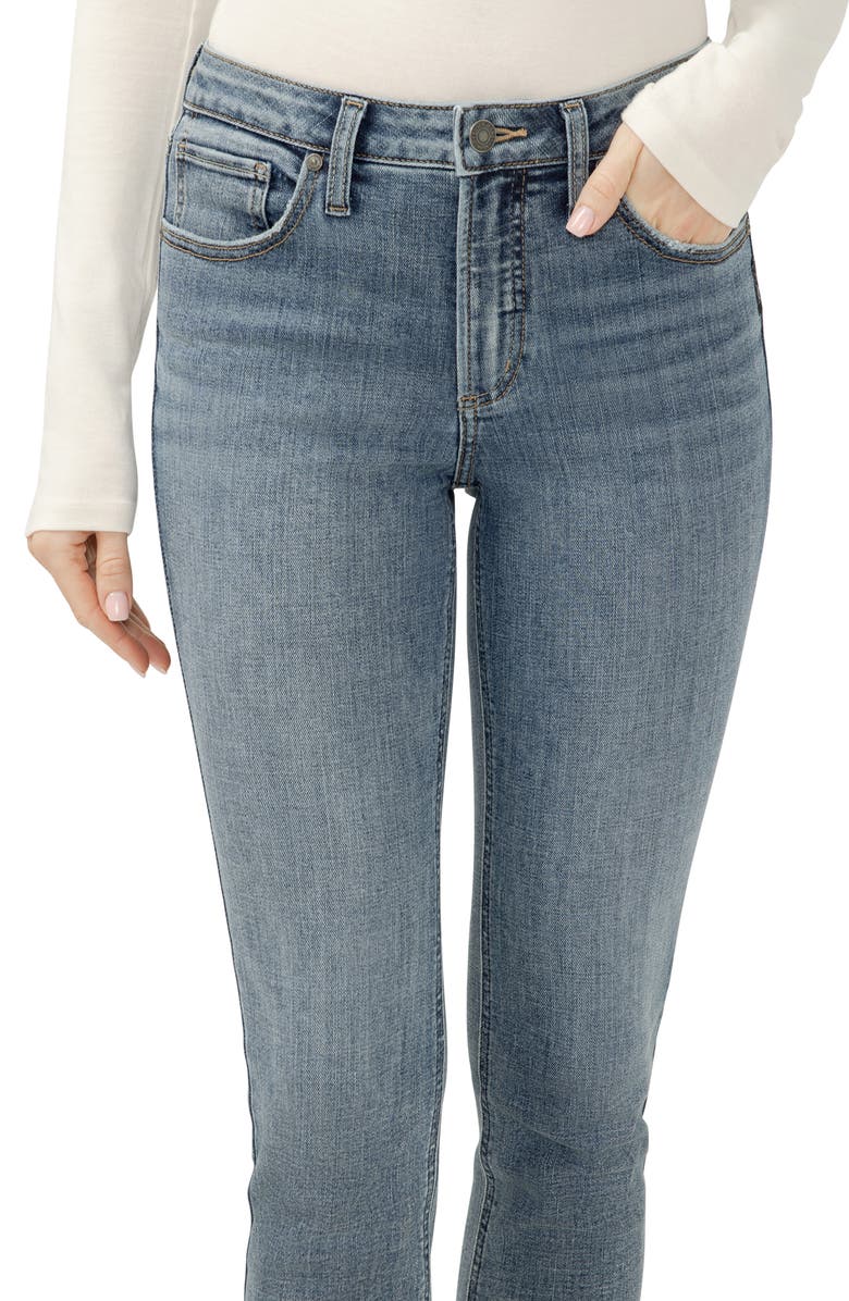 Silver Jeans Co. Most Wanted Raw Hem Mid Rise Skinny Jeans, Alternate, color, Elenore