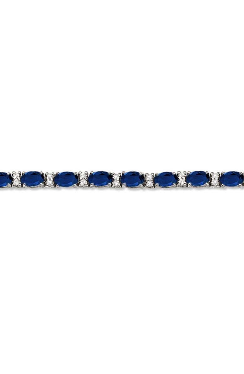 ALLUREZ Lab Grown Diamond & Oval Cut Sapphire Tennis Bracelet 14k, Alternate, color, White Gold