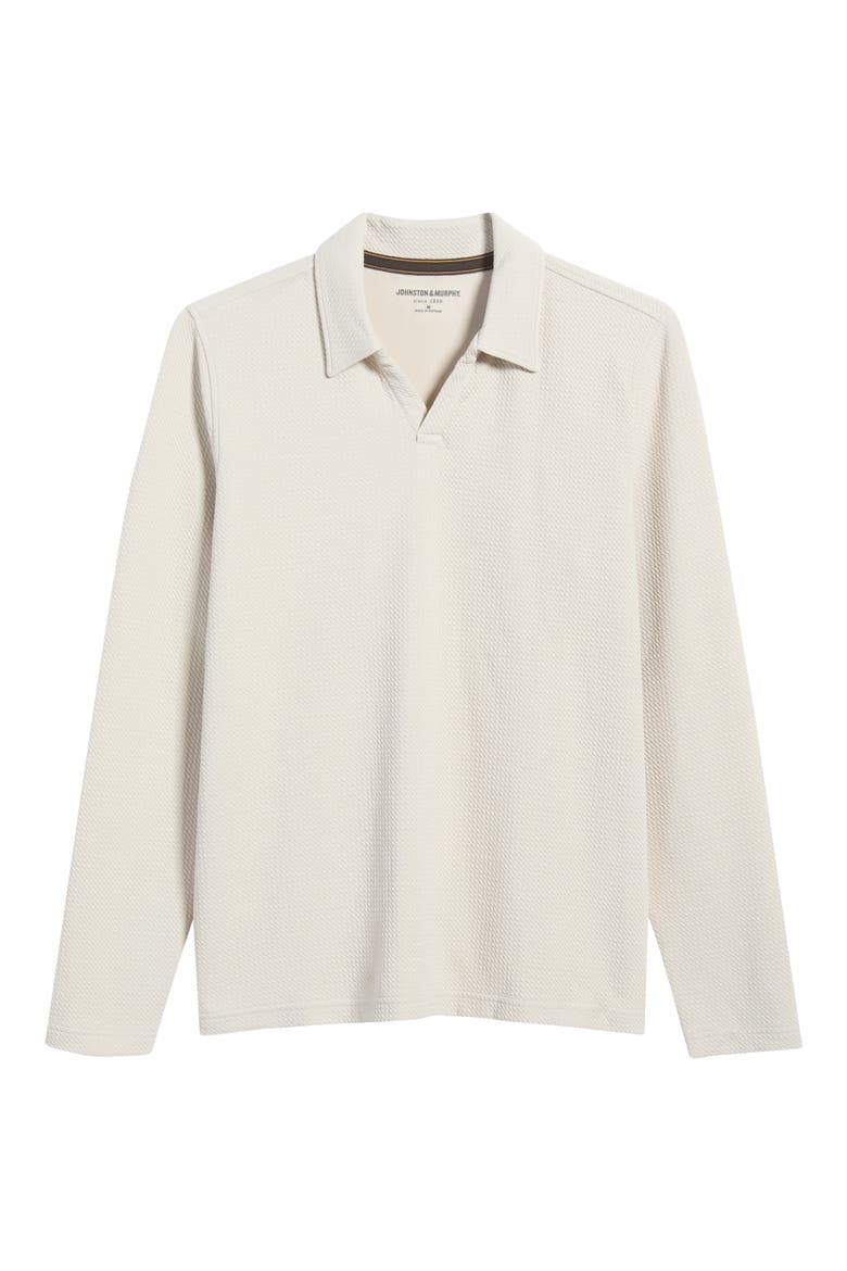 Sedona Textured Long Sleeve Johnny Collar Polo, Main, color, STONE