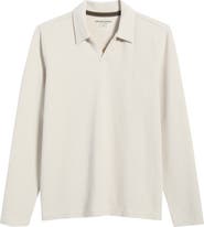 Johnston & Murphy Sedona Textured Long Sleeve Johnny Collar Polo