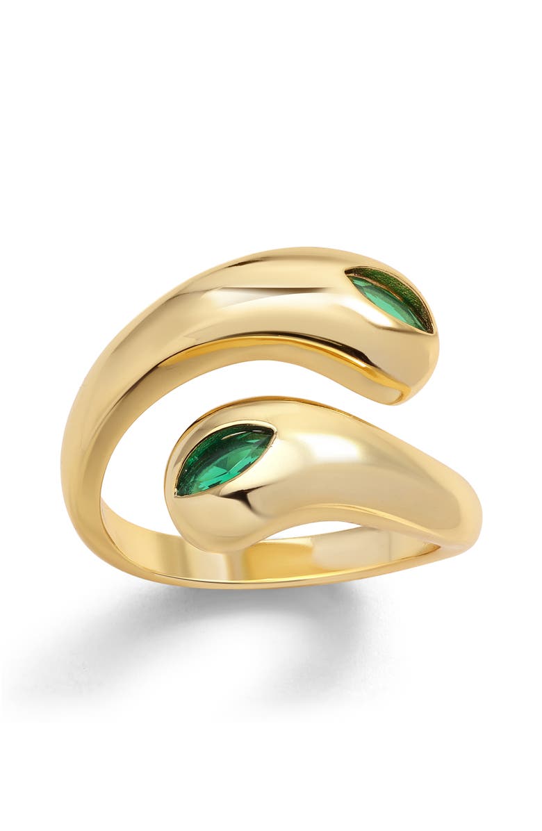Mazin Jewels Mallorca Ring with Green Stones, Main, color, Gold