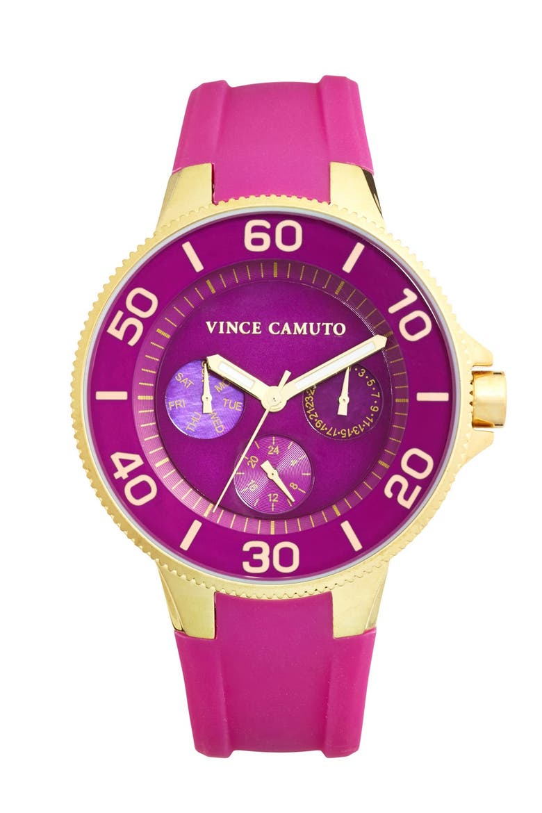 Silicone Strap Watch, 38mm, Main, color, PINK/ GOLD