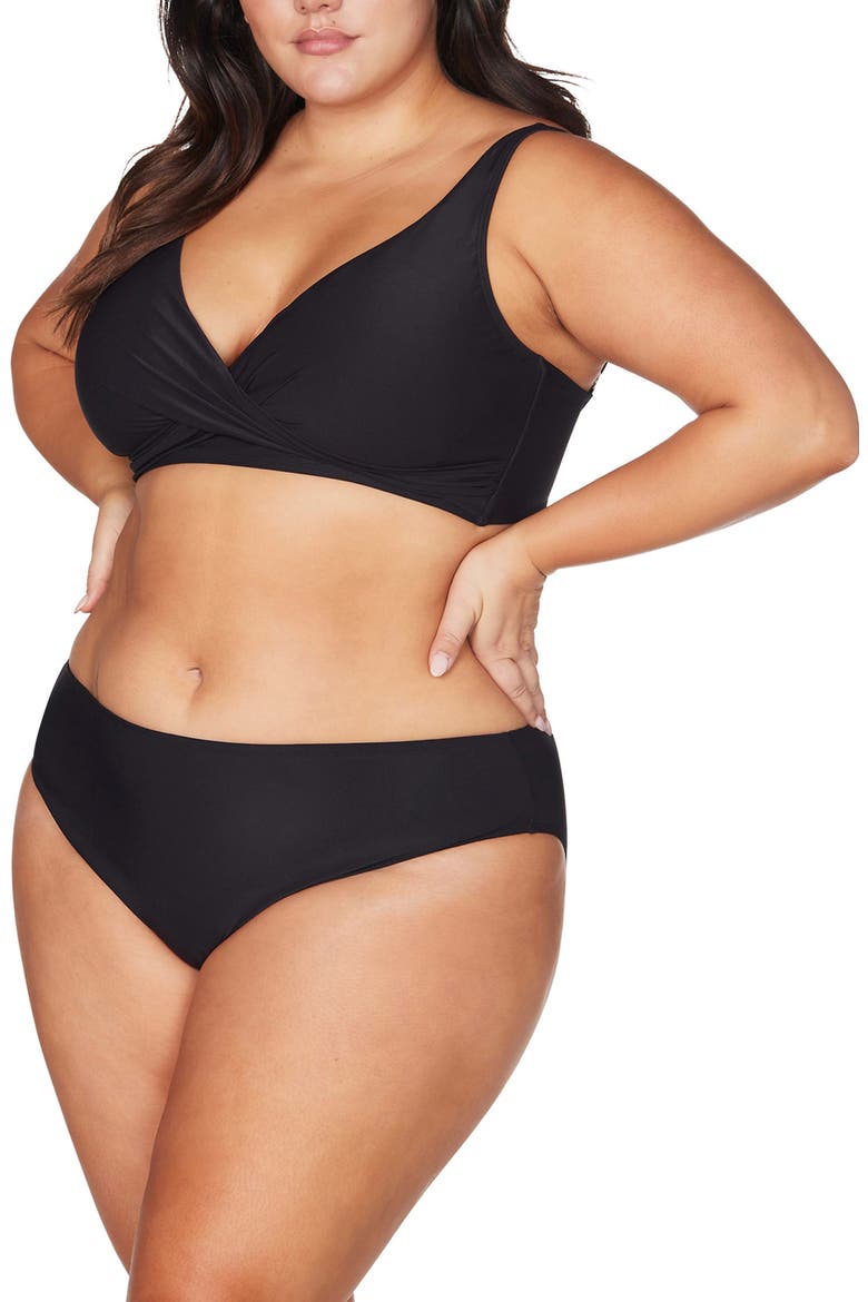 Hues Delacroix Cross Front D-Cup & Up Bikini Top, Alternate, color, BLACK