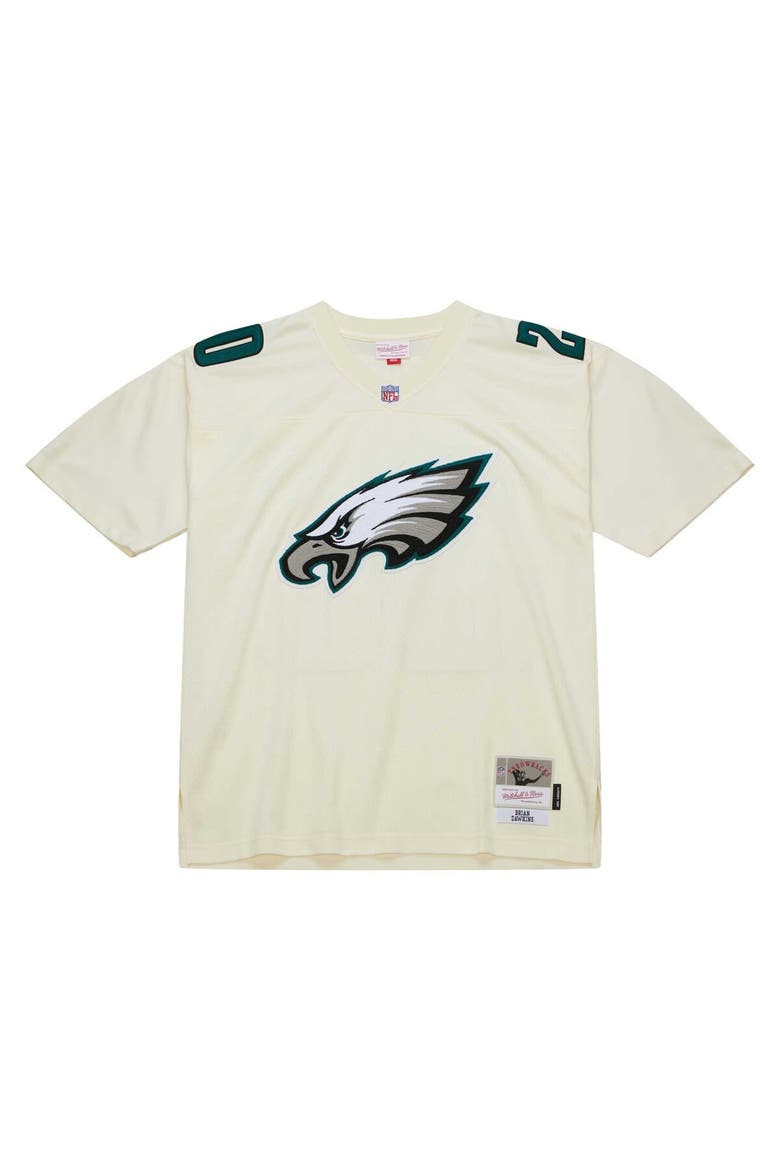 Men's Mitchell & Ness Brian Dawkins Cream Philadelphia Eagles Chainstitch Legacy Jersey, Alternate, color, Cream