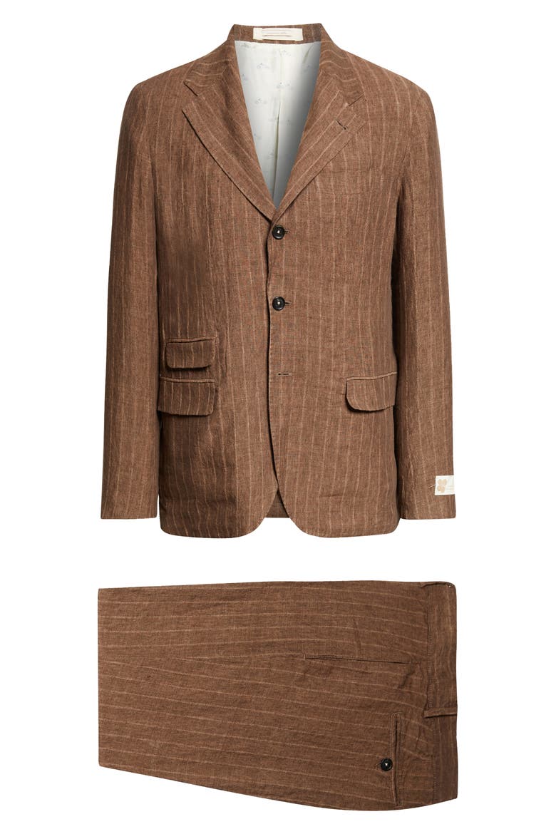 Sloop Pinstripe Linen Suit, Alternate, color, BROWN