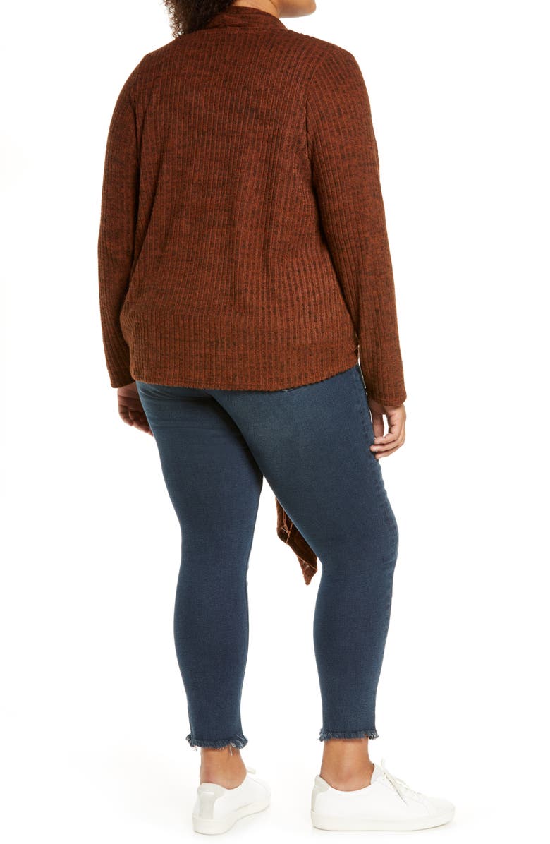Loveappella Tie Front Cardigan, Alternate, color, Rust