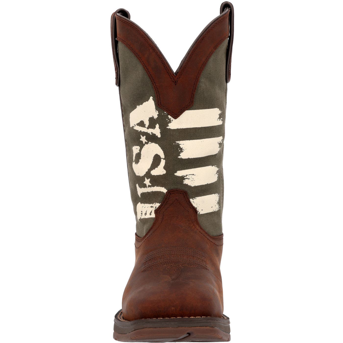 DURANGO Army Green Usa Print Western Boot, Alternate, color, Brown And Army Green