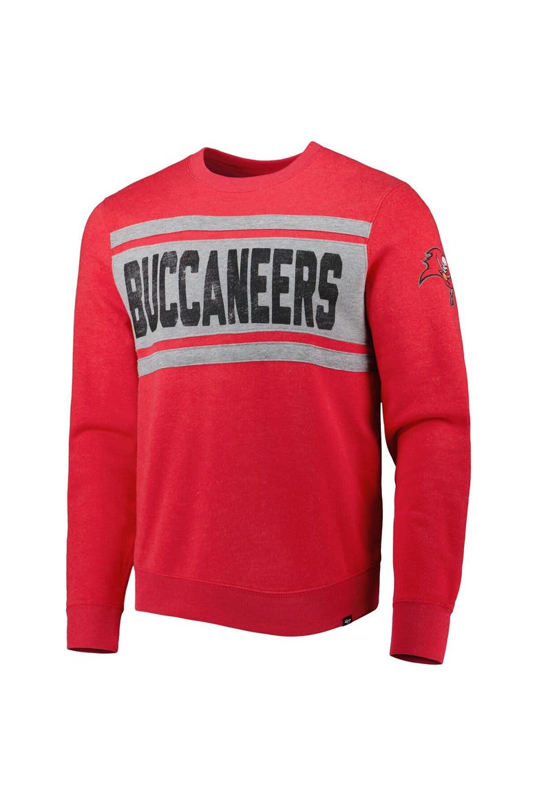 Men's '47 Heathered Red Tampa Bay Buccaneers Bypass Tribeca Pullover Sweatshirt, Alternate, color, Red