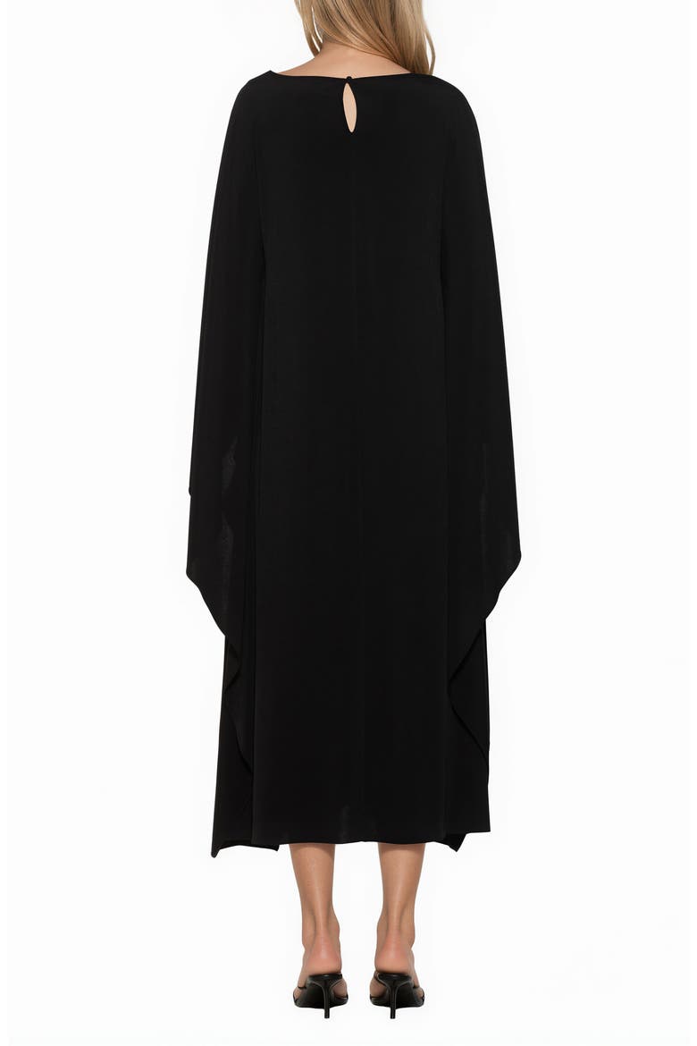 Vionne Cape Sleeve Draped Maxi Dress, Alternate, color, BLACK