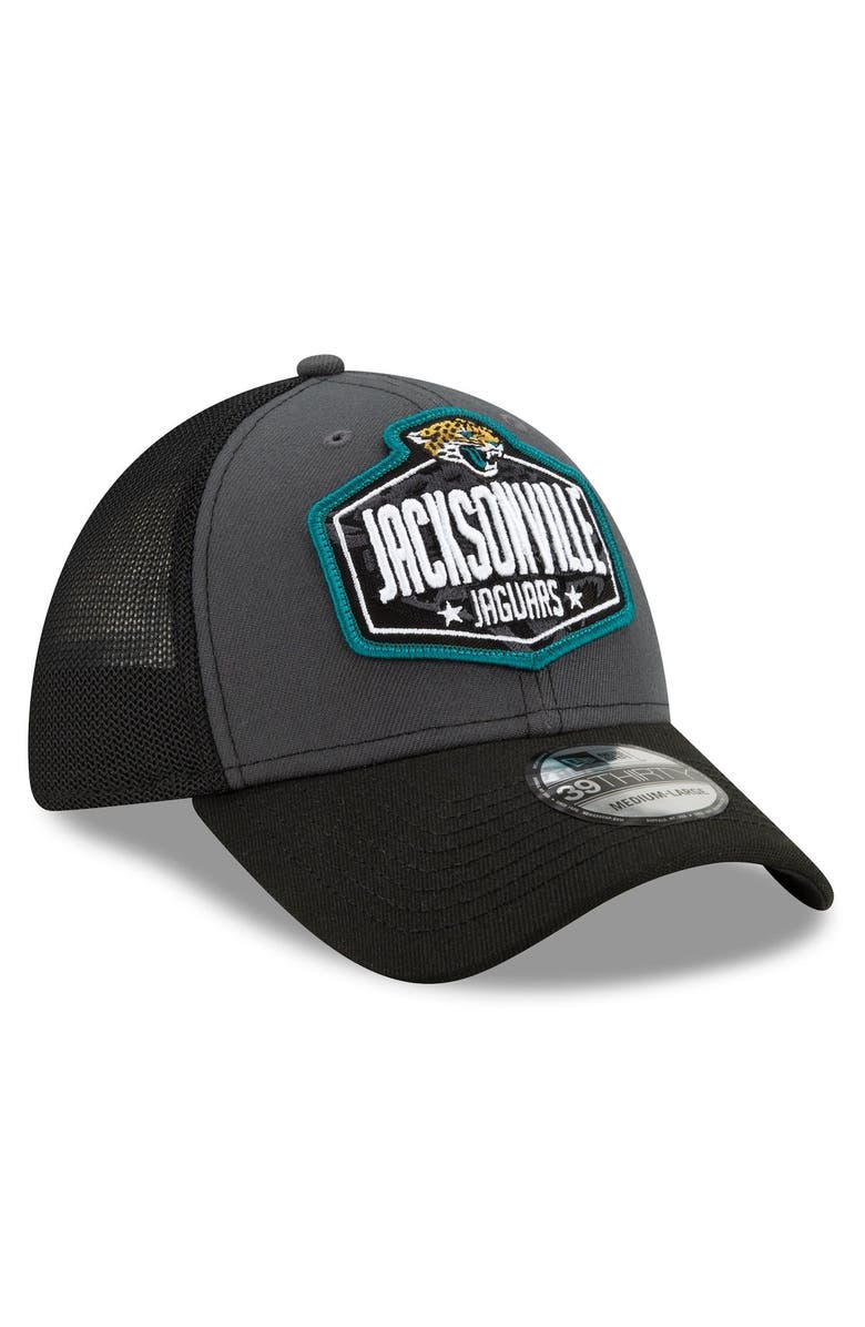 New Era Men's New Era Graphite/Black Jacksonville Jaguars 2021 NFL Draft Trucker 39THIRTY Flex Hat, Alternate, color,
