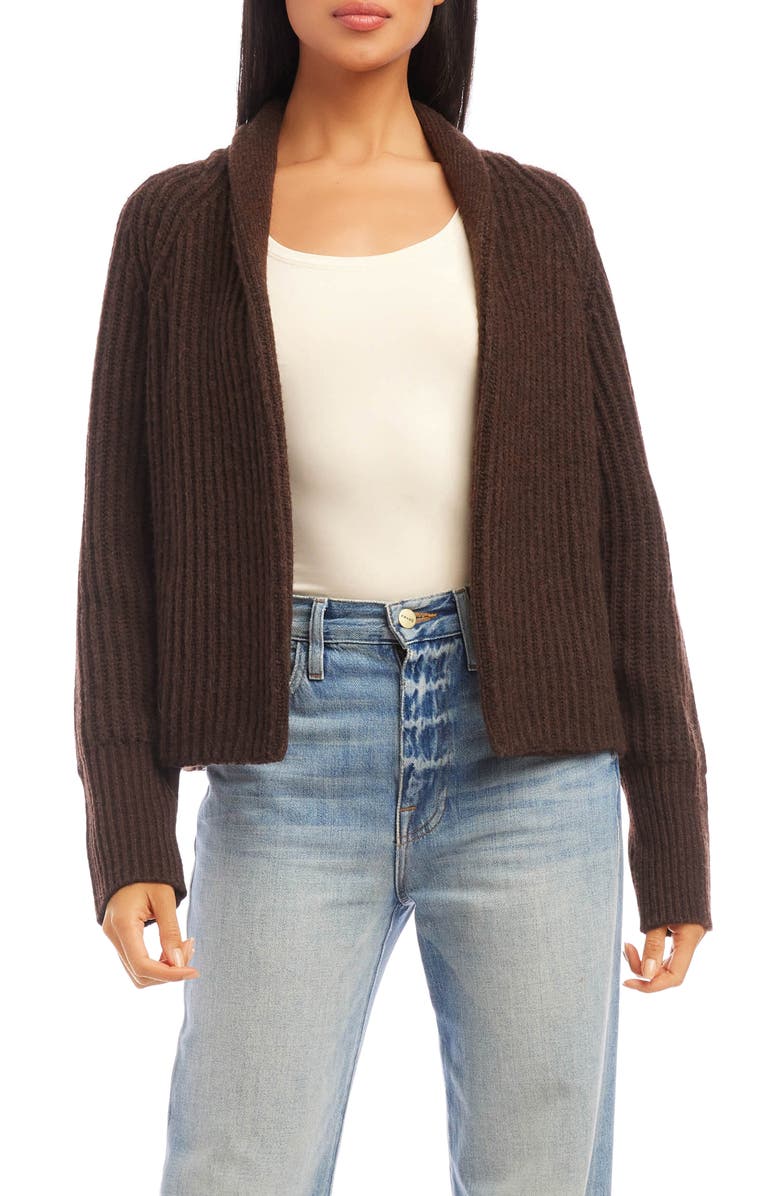 FIFTEEN TWENTY Ribbed Open Front Crop Cardigan, Main, color,