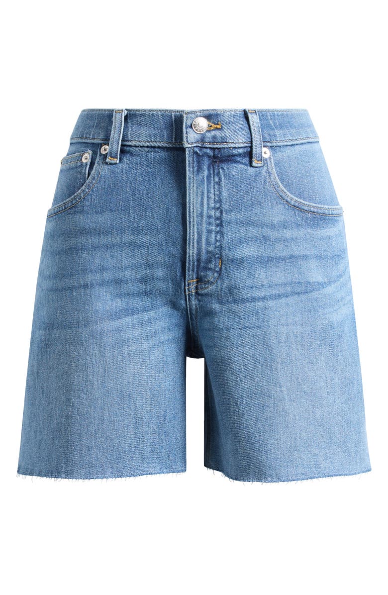 SPANX<sup>®</sup> High Waist Raw Hem Denim Cutoff Shorts, Main, color, Elysian