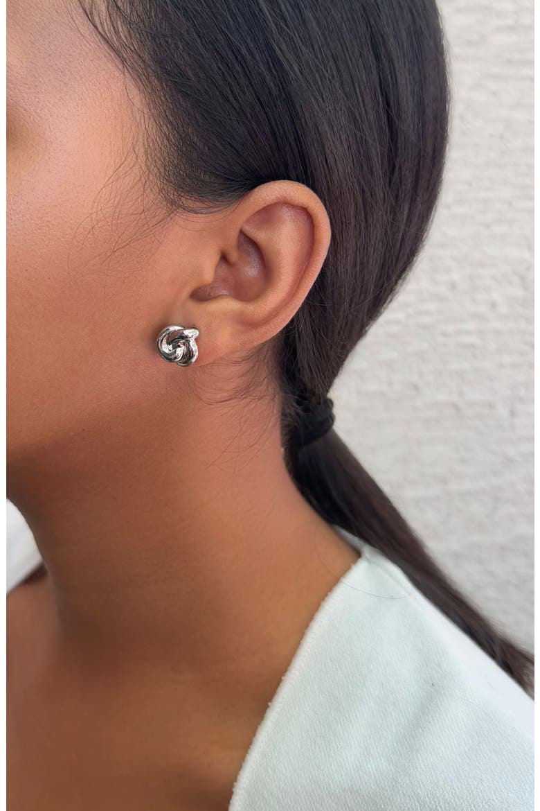 Chubby Knot Stud Earrings, Alternate, color, SILVER