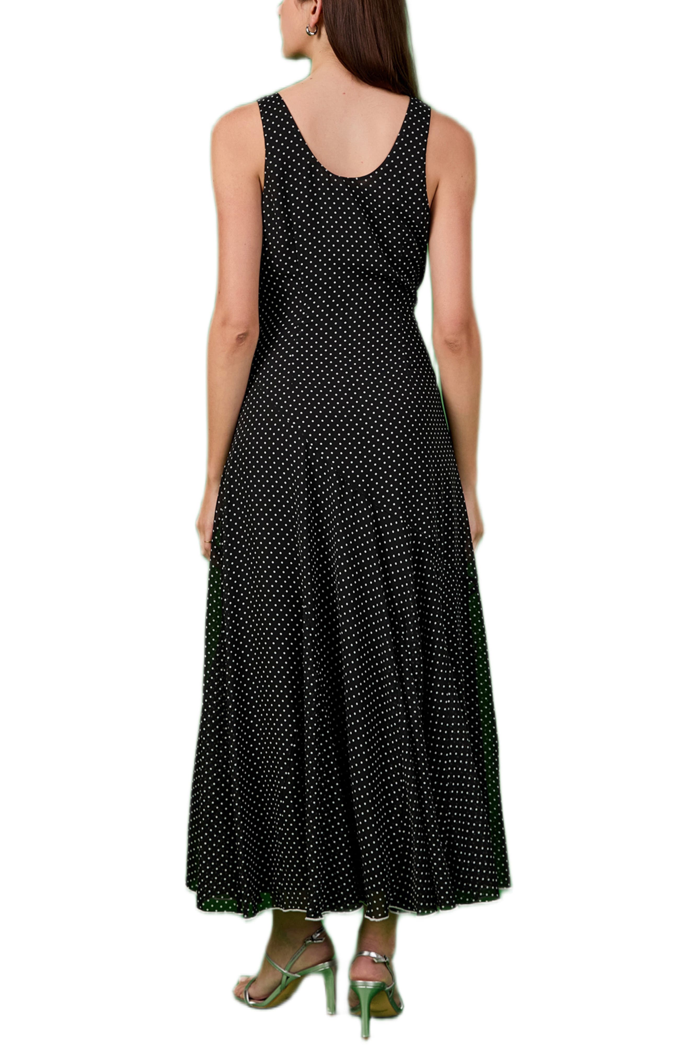 Dot Sleeveless Godet Maxi Dress - image 2