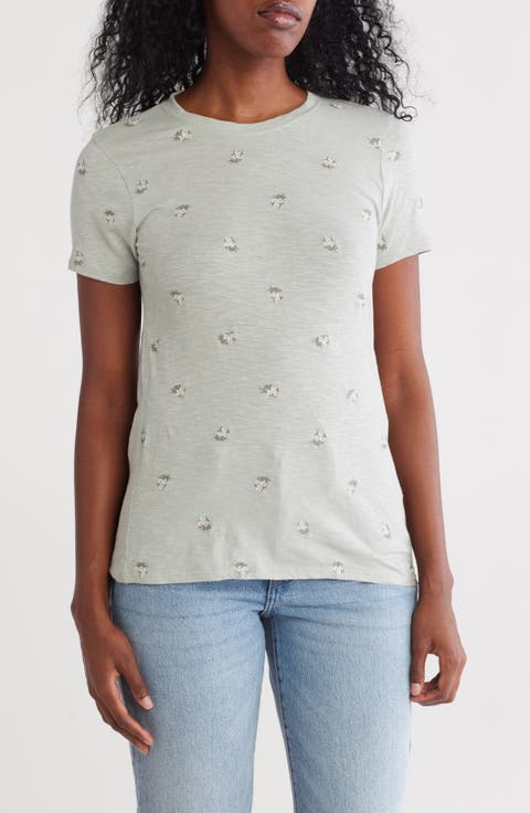 Embroidered Bouquet Cotton T-Shirt