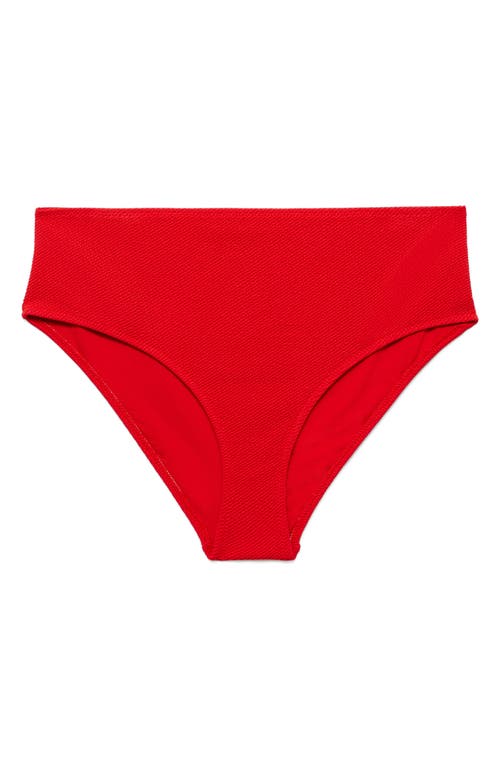 Mango Ribbed High-waisted Bikini Bottom Red In Red