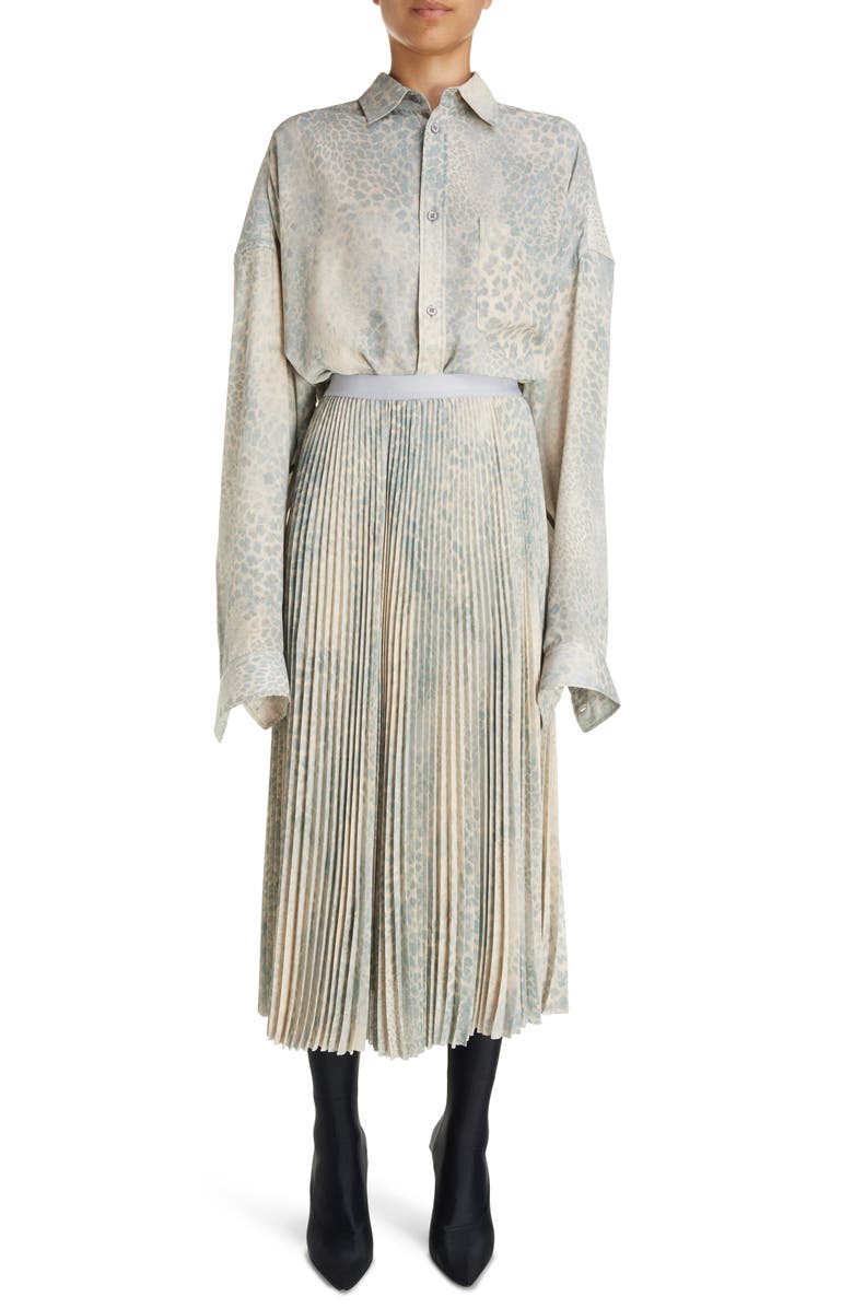 Balenciaga Bleached Leopard Print Cocoon Shirt, Alternate, color, 