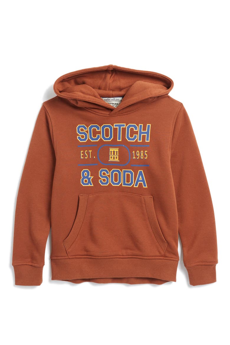 Graphic Logo Hoodie, Main, color, DARK BROWN