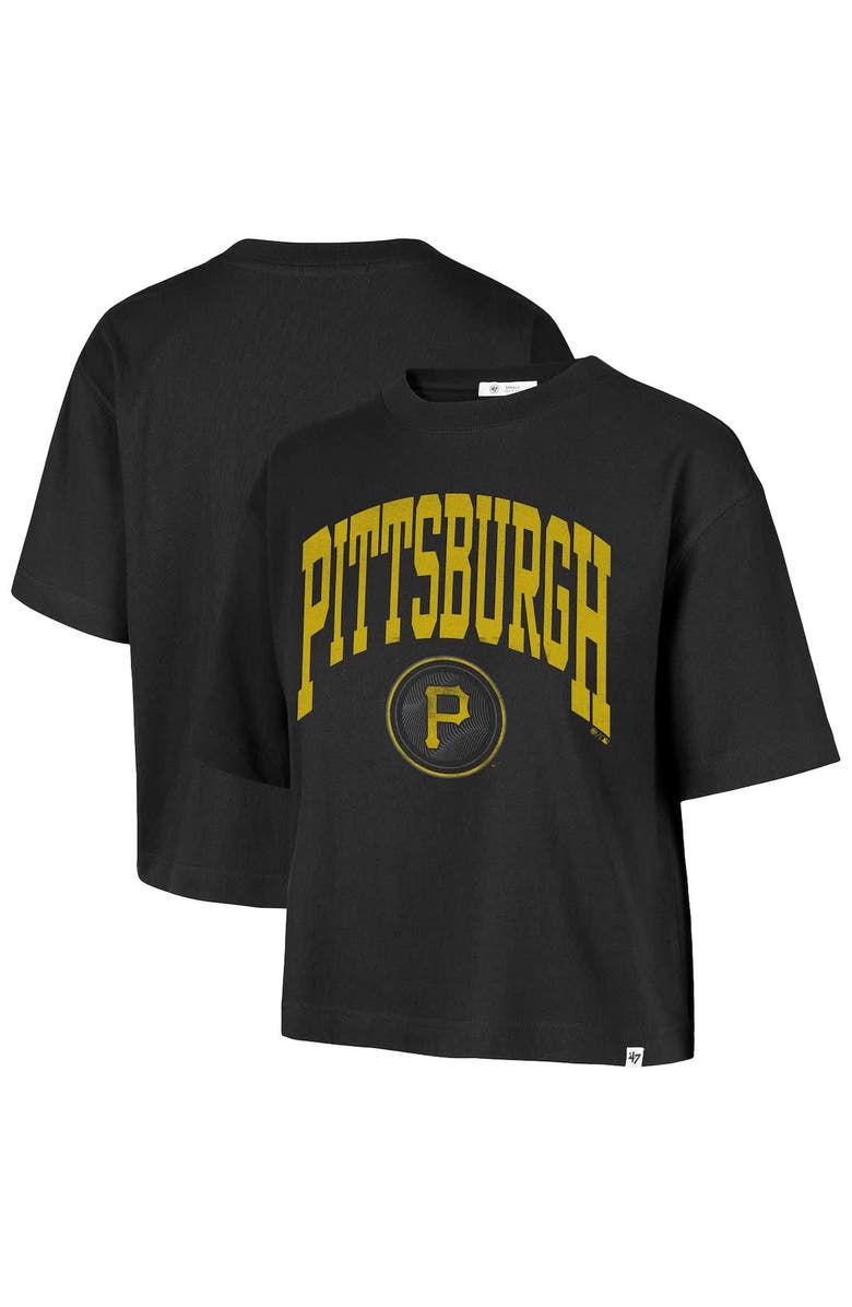 '47 Women's '47  Black Pittsburgh Pirates City Connect Shale Drop Shoulder Cropped T-Shirt, Alternate, color, 