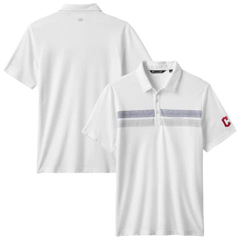 Men's TravisMathew White Cleveland Guardians Top Recruit Tri-Blend Polo