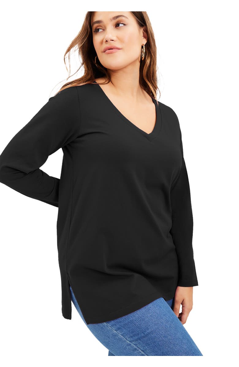 June + Vie Long-Sleeve V-Neck One + Only Tunic, Main, color, Black