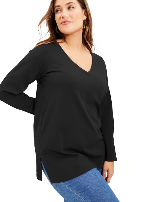 Long-Sleeve V-Neck One + Only Tunic (Plus Available)