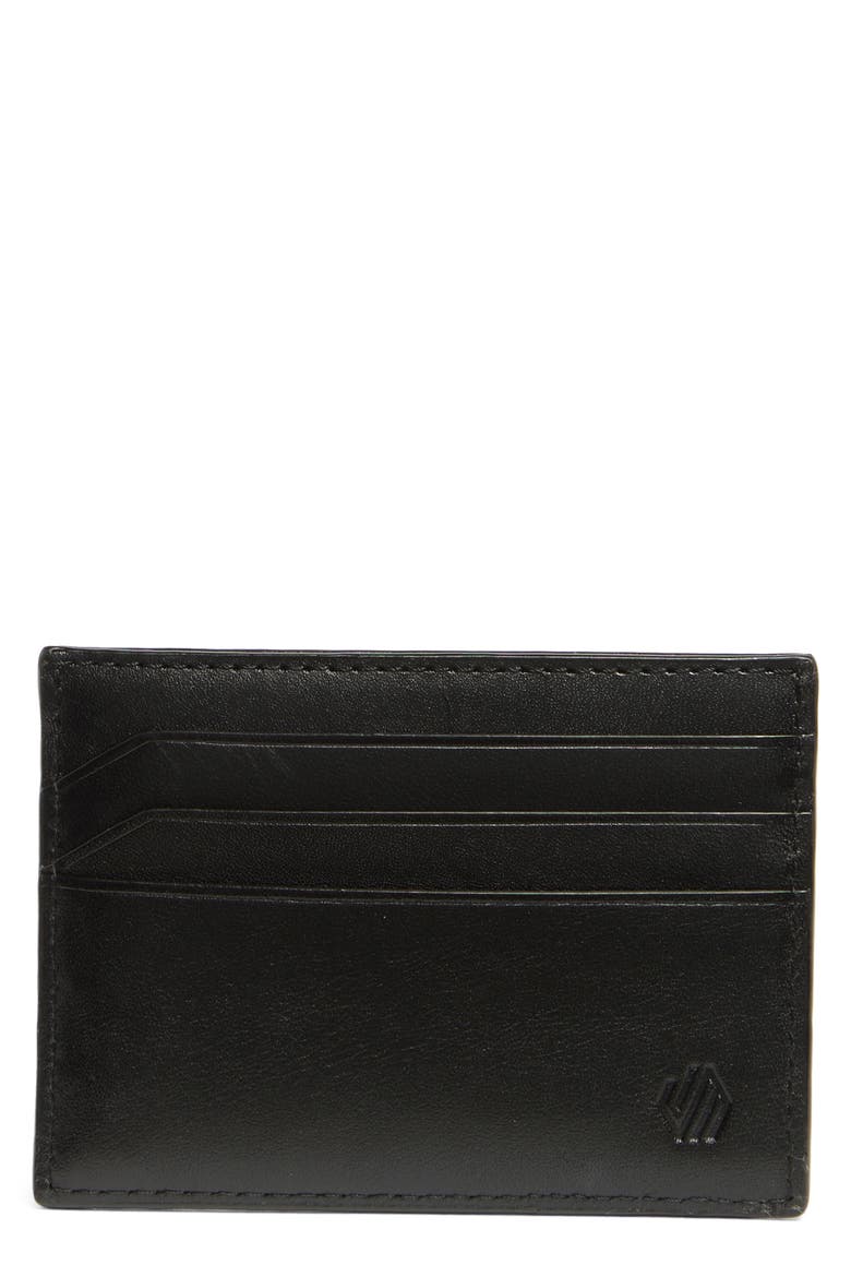 Weekend Leather Card Case, Main, color, BLACK