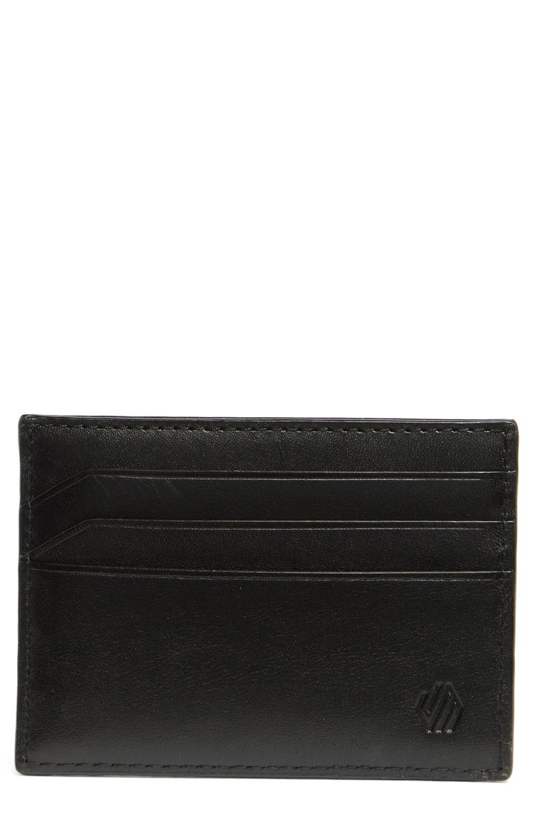 Johnston & Murphy Weekend Leather Card Case, Main, color, Black
