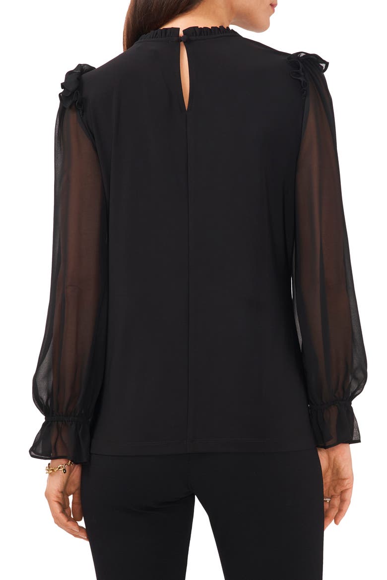 Ruffle Long Sleeve Top, Alternate, color, BLACK