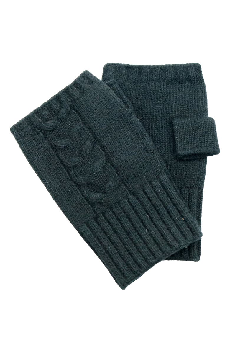 Portolano Cable Knit Fingerless Gloves, Main, color, Black