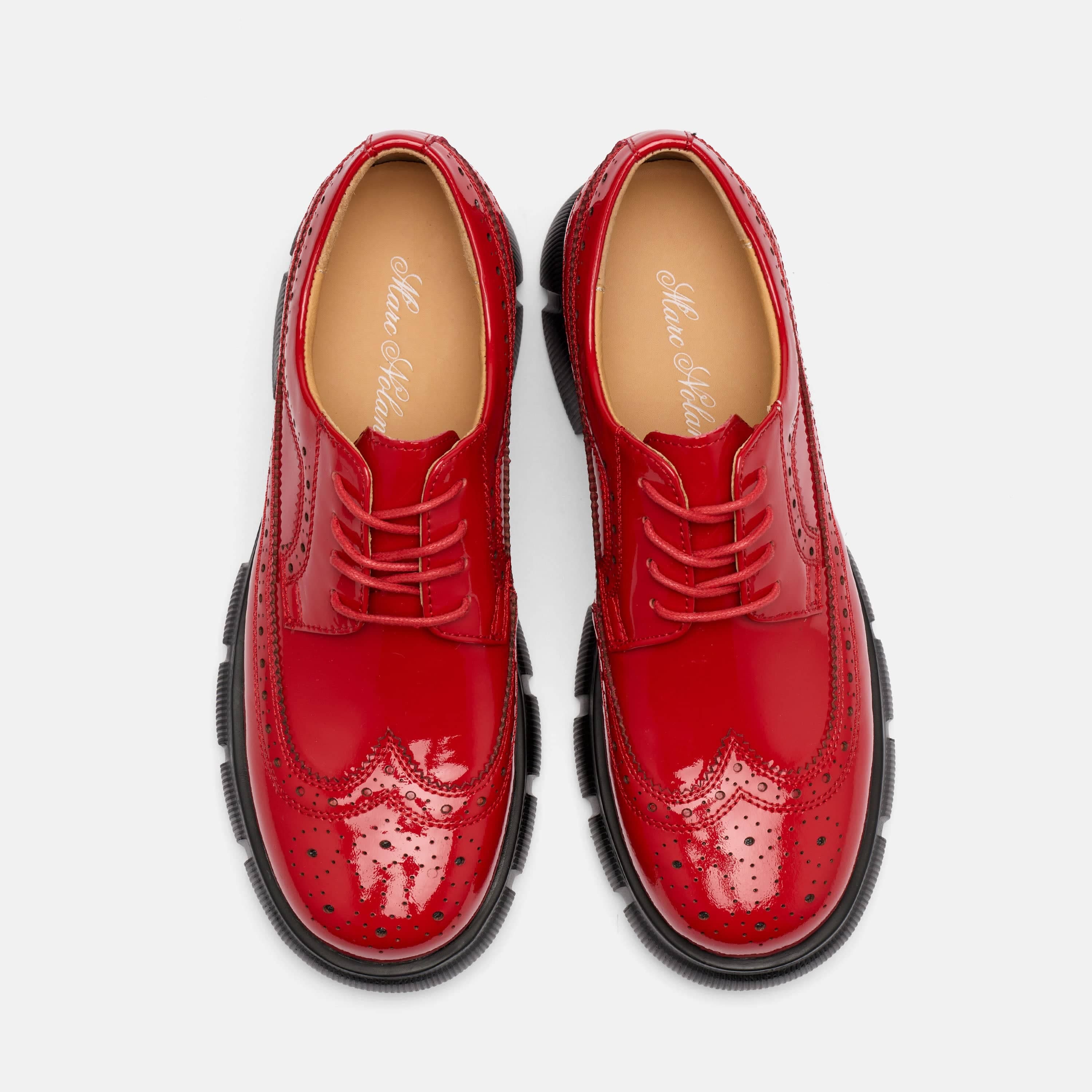MARC NOLAN Ms. Alexander Leather Lug Wingtip Derby, Alternate, color, Red