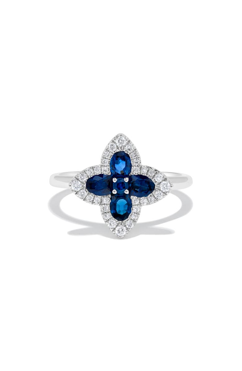 H.J. Namdar Diamond & Sapphire Flower Ring, Alternate, color, White Gold