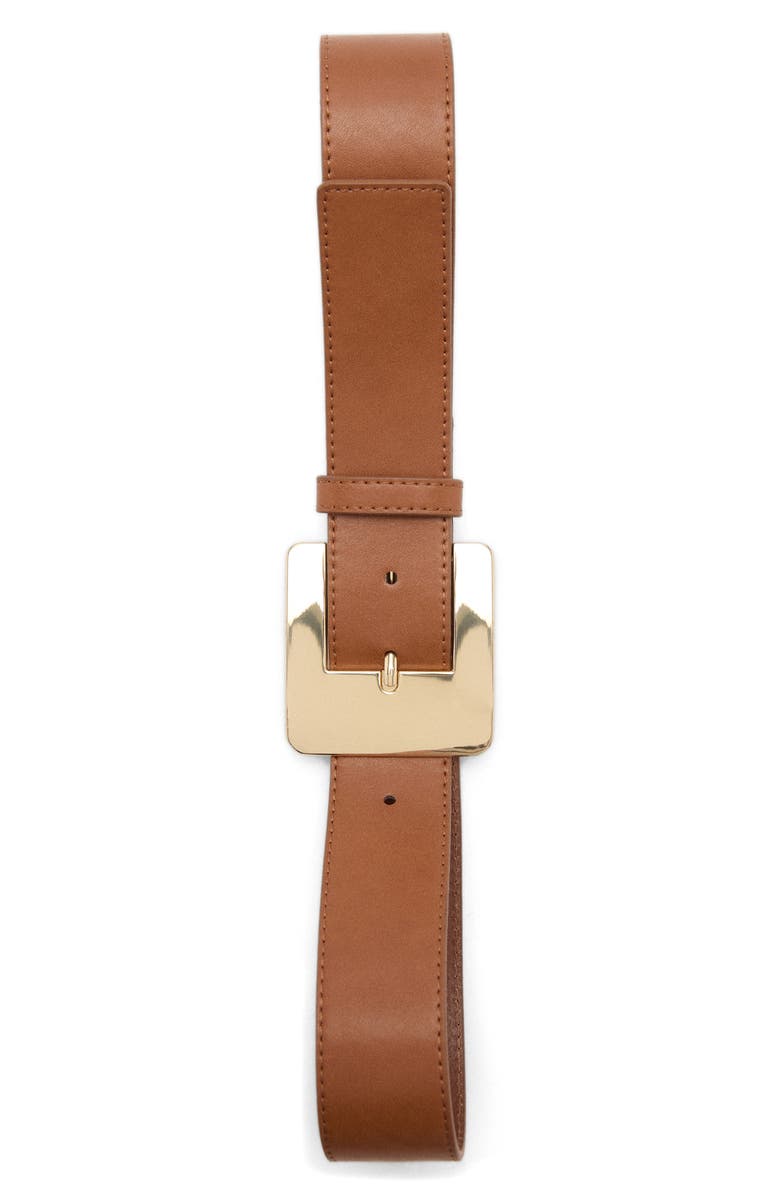 MANGO Maxi Buckle Leather Belt, Alternate, color, 