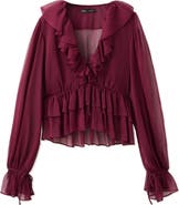 MANGO Sheer Ruffle Shirt