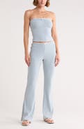 Madden Girl Striped Cinched Tube Top & Wide Leg Pants Set