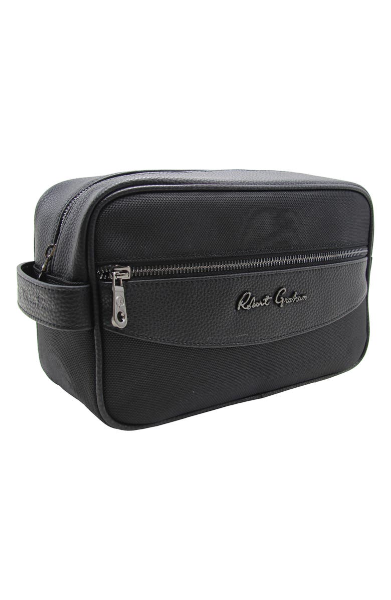 Robert Graham Skipper Faux Leather Dopp Kit, Alternate, color, Black