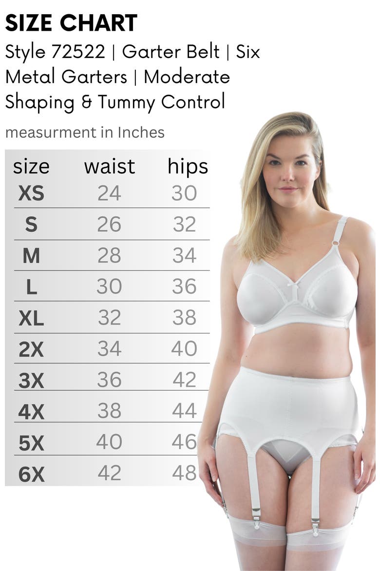 Moderate Shaping & Tummy Control Garter Belt With Six Metal Garters, Alternate, color, White