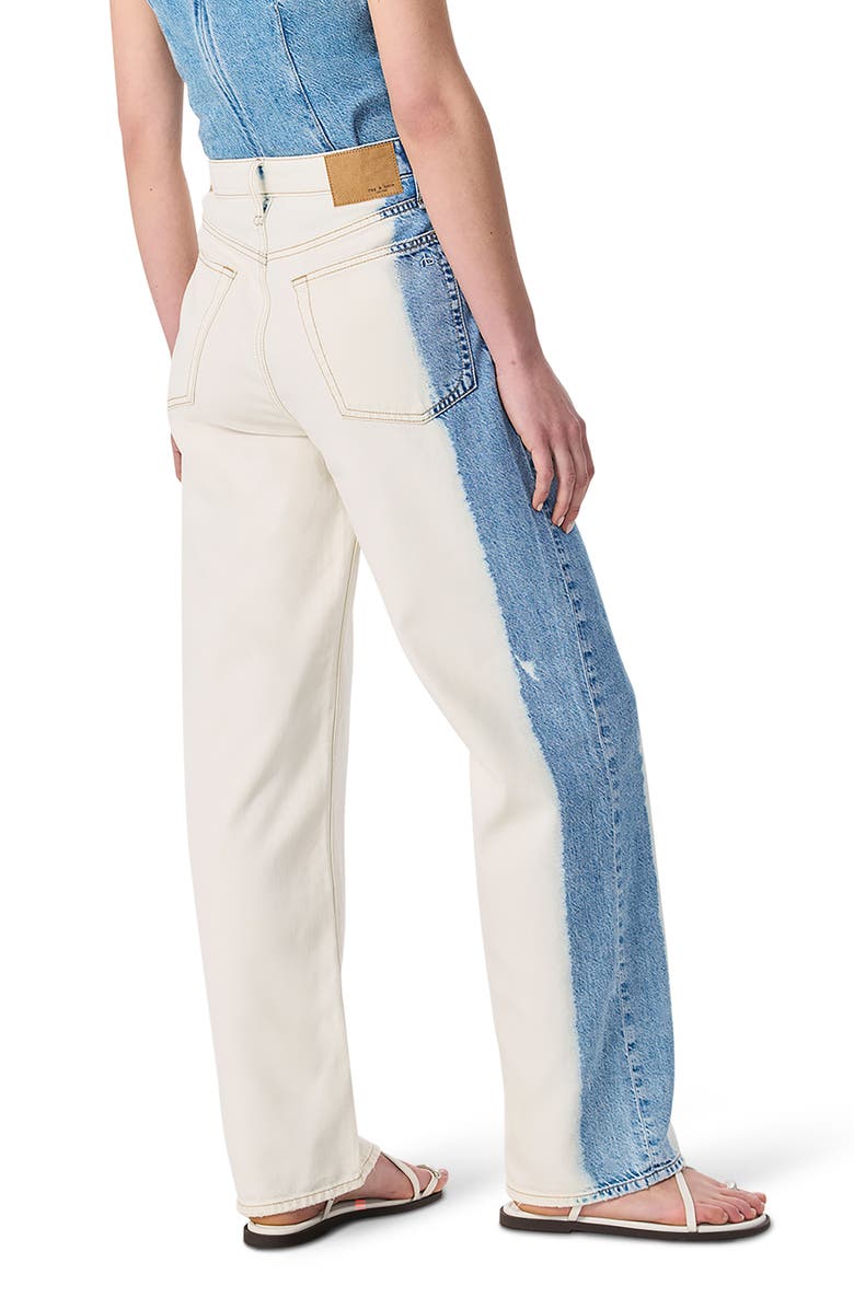 rag & bone Featherweight Logan Two-Tone Mid Rise Wide Leg Jeans, Alternate, color, Bleach Blue