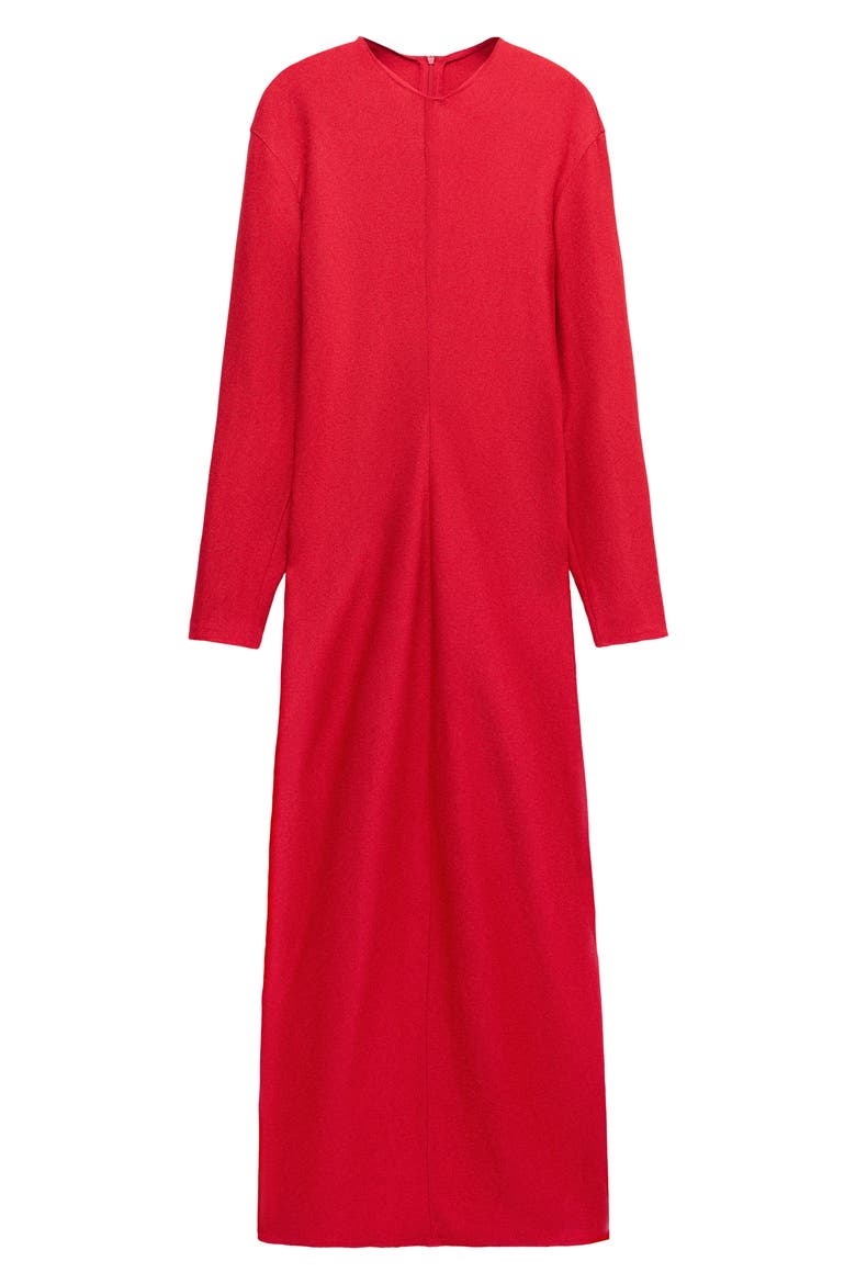 Gathered Long Sleeve Maxi Dress, Main, color, RED