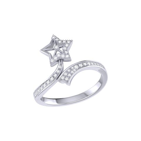 Lucky Star Twist Sterling Silver Diamond Ring