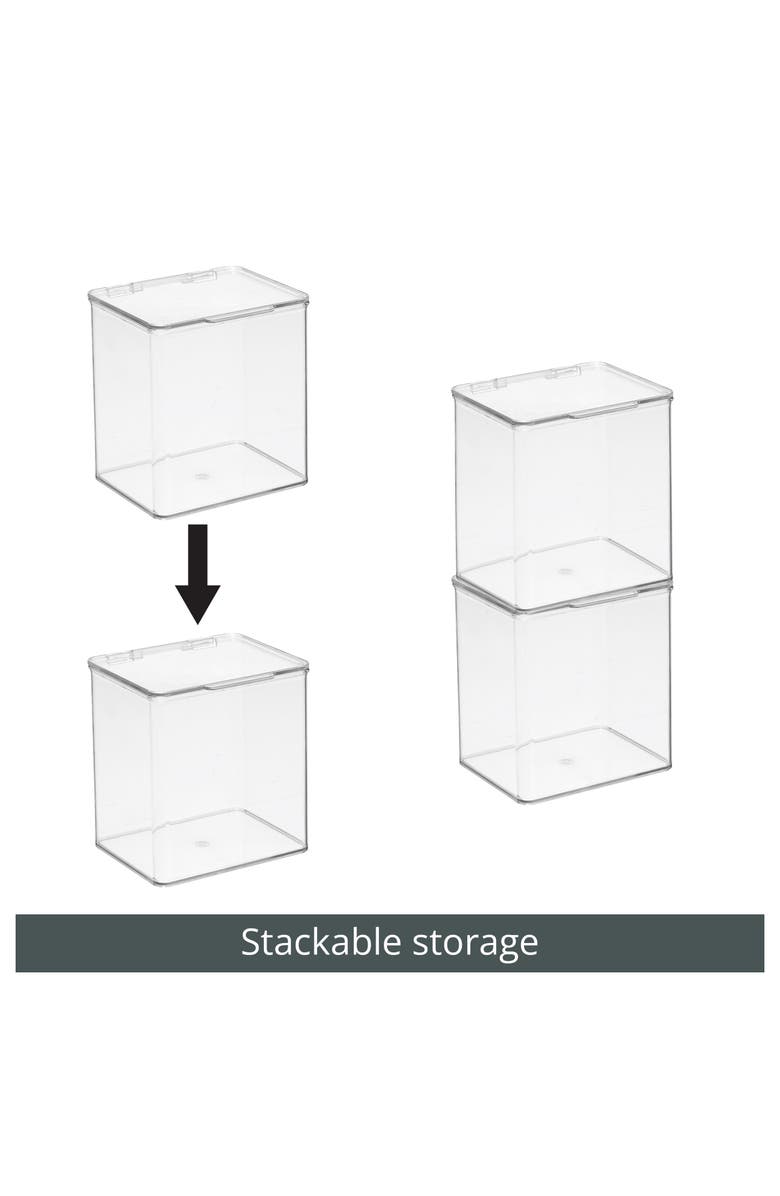 mDesign Plastic Desk Organizer Bin Box, Hinge Lid for Home Office, 4 Pack, Alternate, color, 