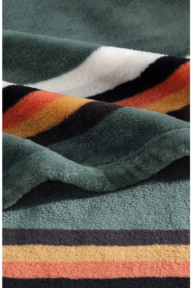 Western Saddle Stripe Fleece Blanket, Alternate, color, GREEN
