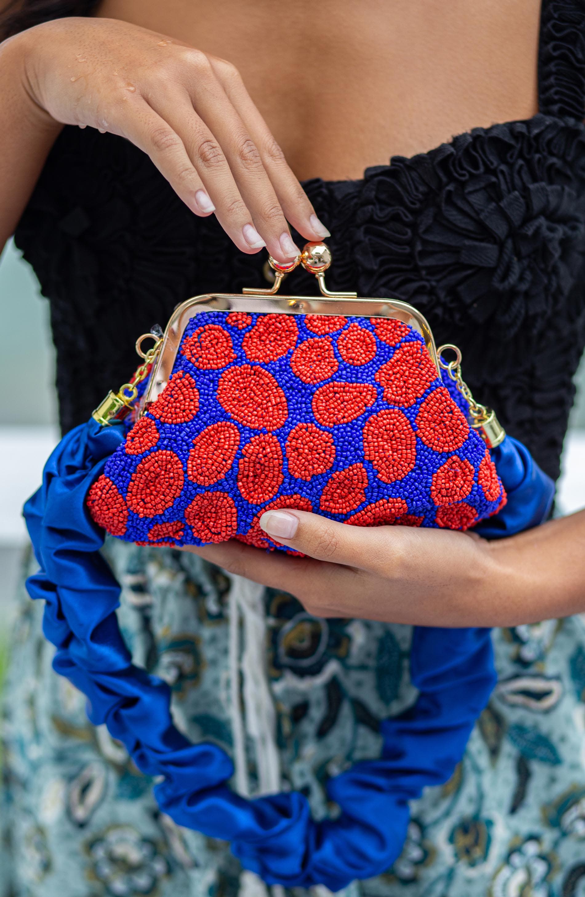 BRUNNA.CO The Arnoldi Mandy Hand-beaded Clutch, Alternate, color, Blue