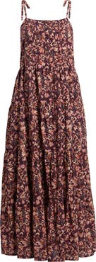 Treasure & Bond Tie Shoulder Tiered Maxi Dress