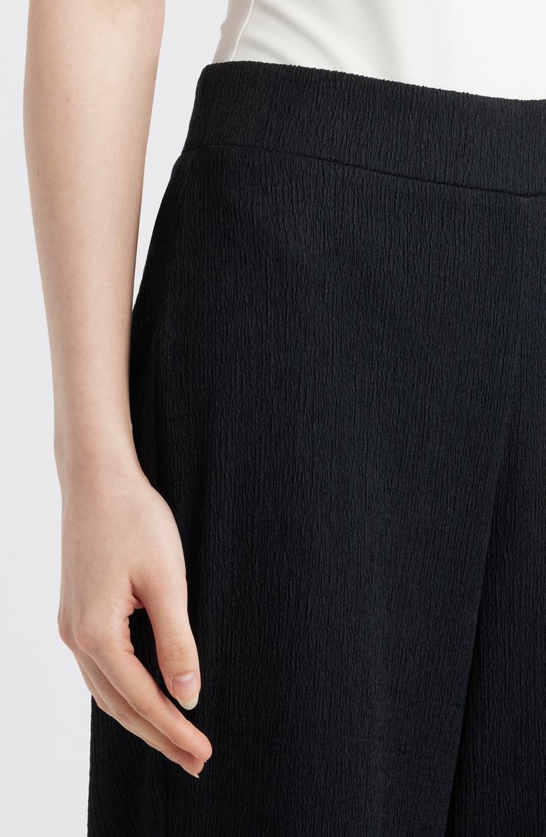 Anne Klein Crinkle Pull-On Ankle Wide Leg Pants, Alternate, color, Anne Black