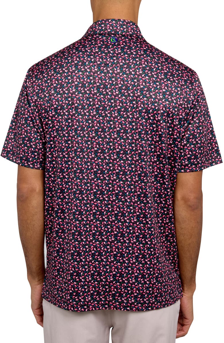 CONSTRUCT Micro Flamingo Print Performance Golf Polo, Alternate, color, Black/Multi